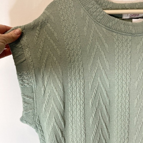 NWT Cherish Sweater Detailed Sage Cable Knit Look Sheath Dress Size Large - Picture 3 of 8